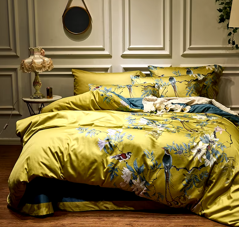 Golden Blossom Bedding Set