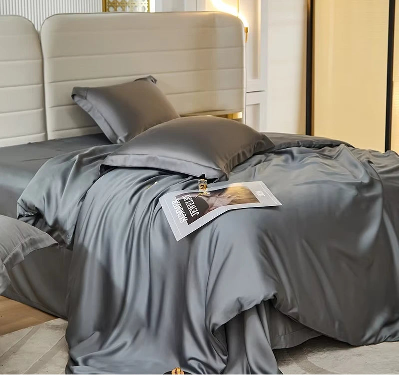 Lorenzo Luxe Bamboo Bedding Set Dark Grey